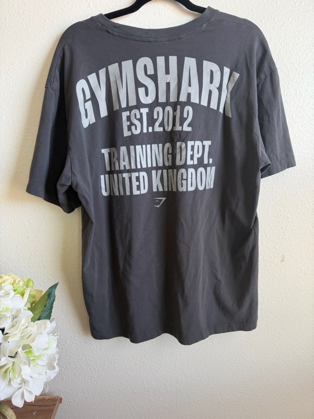 Gymshark Charcoal Short Sleeve Training Tee with White Graphic